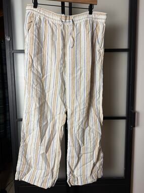 L.L. Bean Striped Linen Pants Size 12